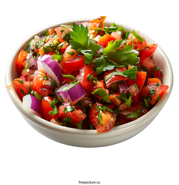[Transparent Background PNG]Fresh tomato salsa in white bowl