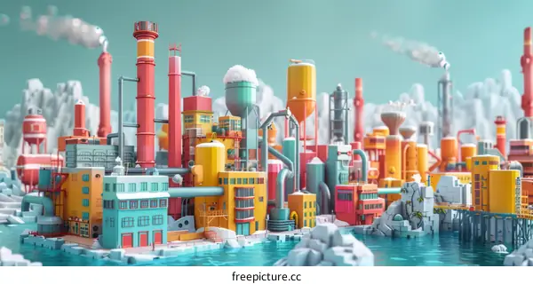 A Colorful and Playful Factory on an Icy Shore