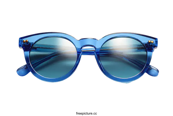 [Transparent Background PNG]Stylish Blue Round Sunglasses