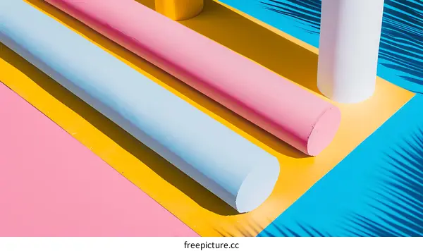 Abstract Shapes with Yellow, Pink, Blue and White Colors