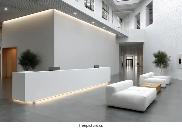 Modern White Office Lobby Interior Design