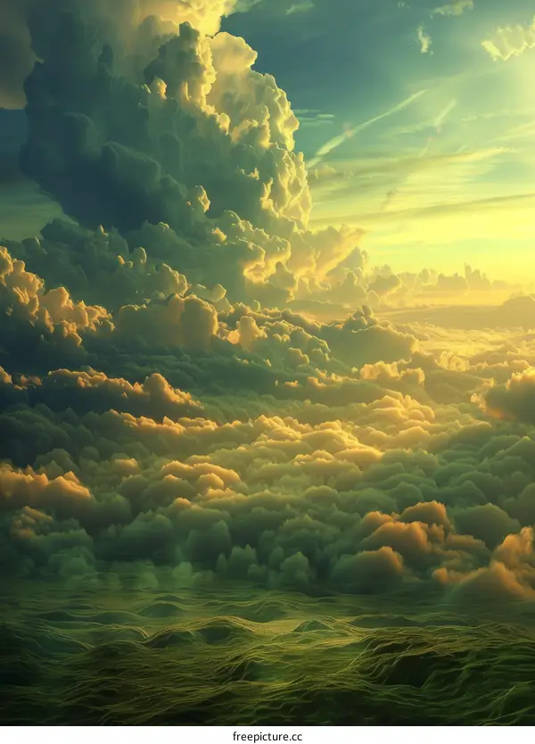 Colorful Cloudscape Above a Lush Landscape