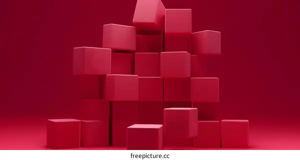 Abstract Red 3D Cubes Minimalist Background