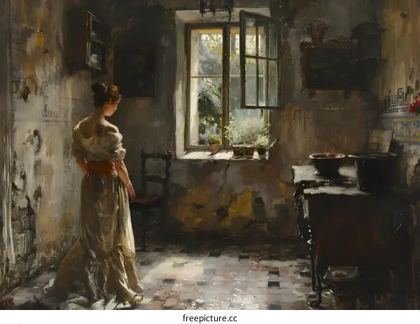 A Young Woman Standing in a Kitchen