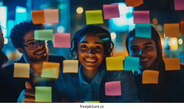 Teamwork Brainstorming with Sticky Notes