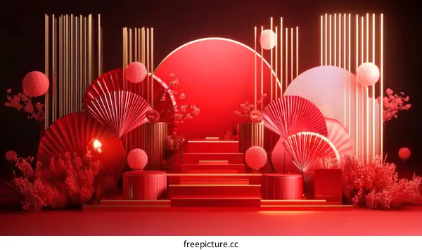 Red Chinese New Year Display Scene
