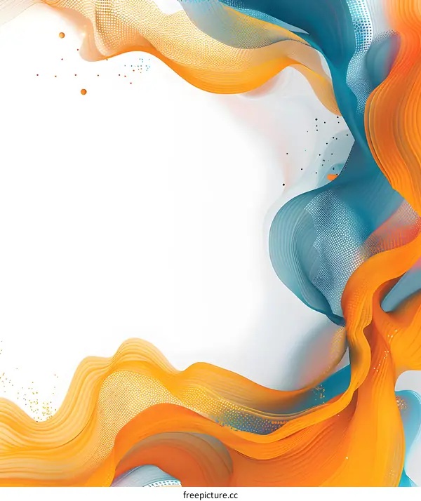 Abstract Orange and Blue Swirls with Dotted Texture