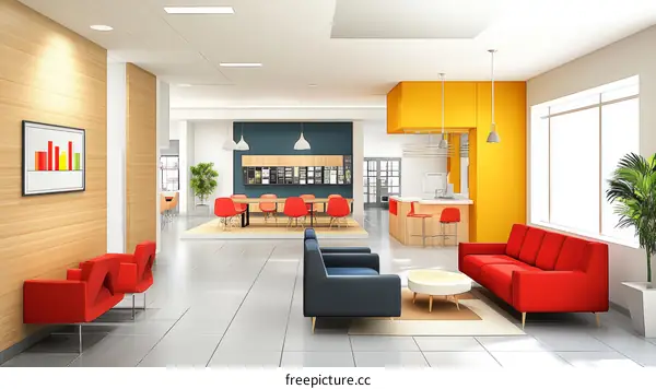 Modern Open Plan Office Lounge Area Illustration