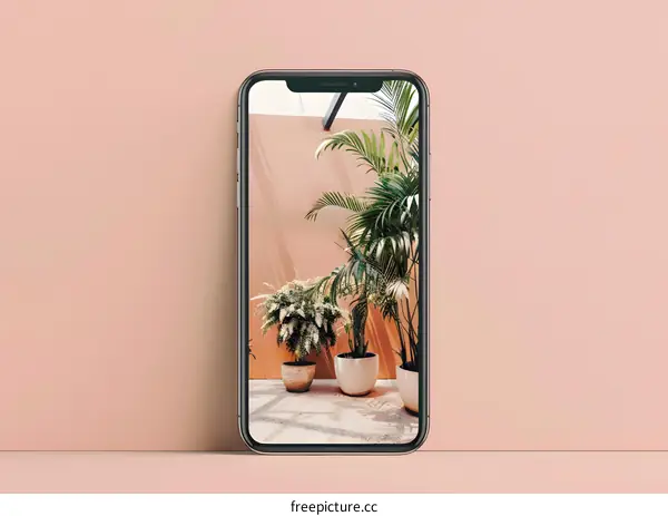 Modern Phone Mockup with Plants