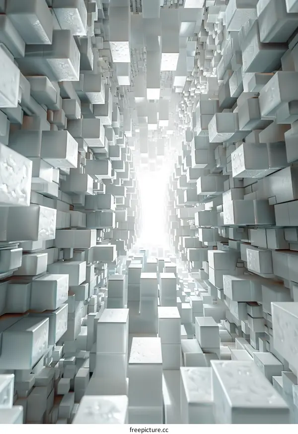 Futuristic Sci-Fi Cityscape With Glowing White Cubes