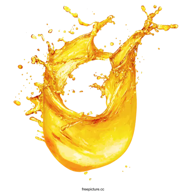 [Transparent Background PNG]Vibrant Orange Juice Splash Illustration