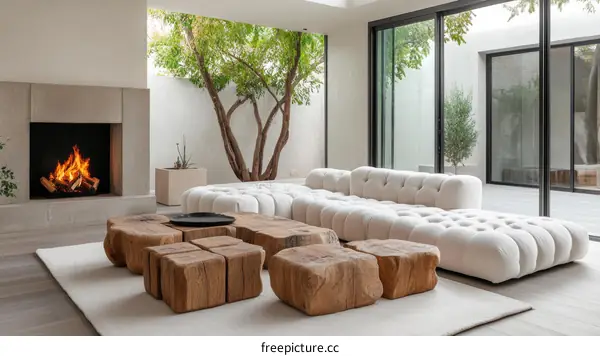 Modern Minimalist Living Room with Natural Elements
