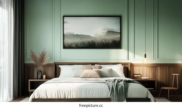 Elegant Mint Green Bedroom Interior Design