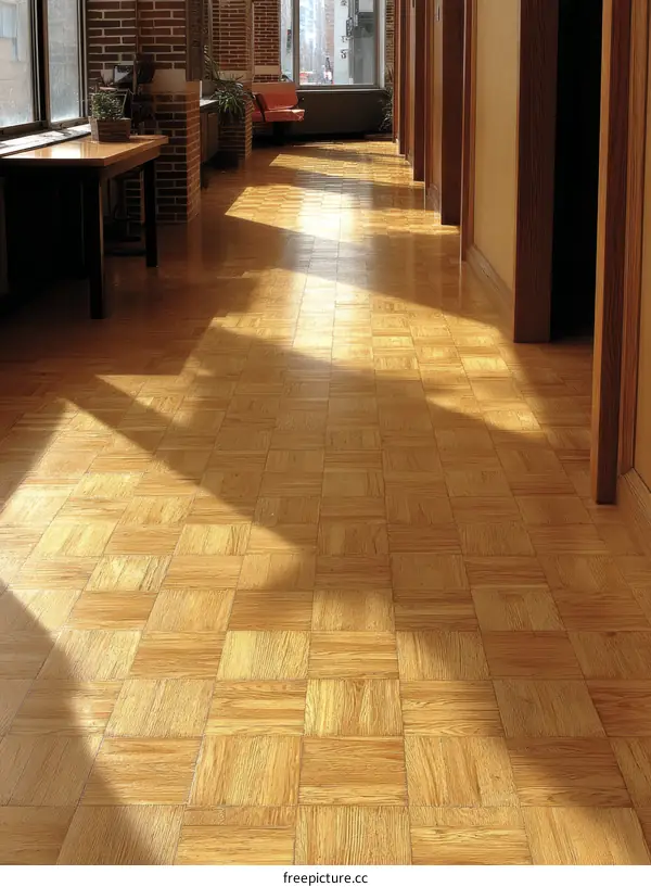 Sunlight on a Wood-Panelled Corridor Floor