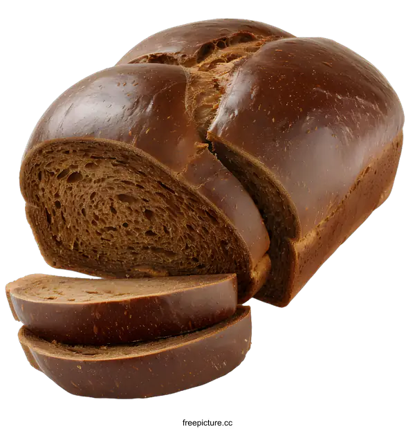 [Transparent Background PNG]Freshly Baked Dark Brown Bread Sliced