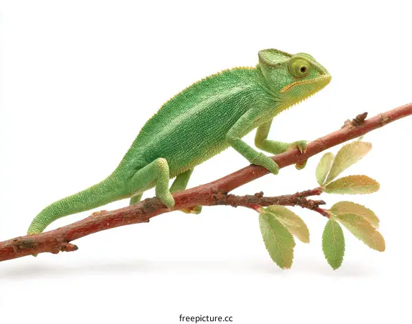 Close-up of a Young Chameleon on a Branch