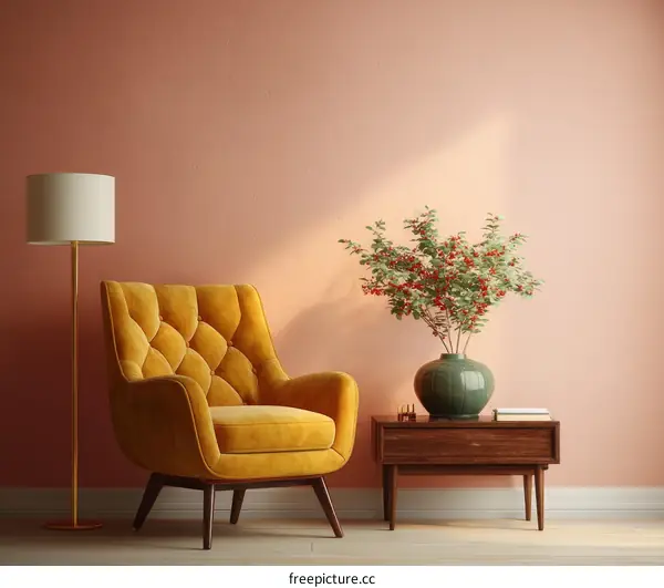 Modern Living Room with Mustard Yellow Chair