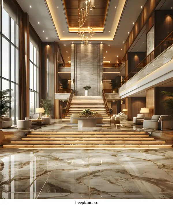 Staircase in a hotel lobby