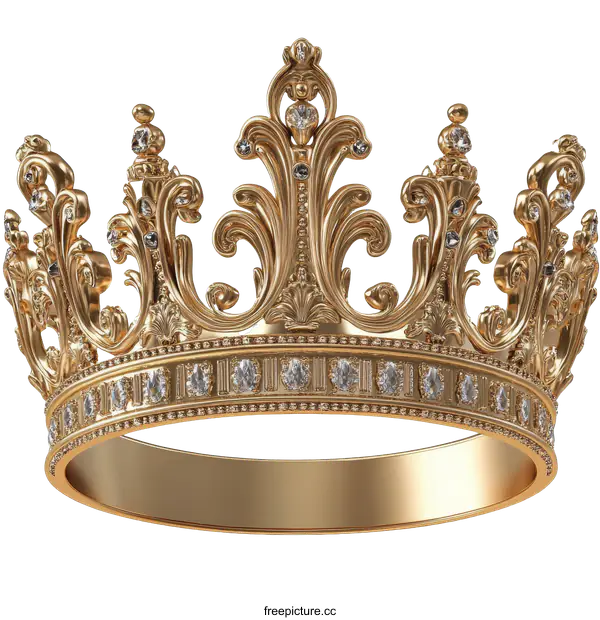 [Transparent Background PNG]Exquisite Gold Crown with Gems
