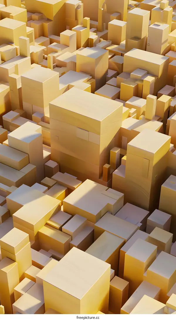 Abstract 3D Wooden Block City Background