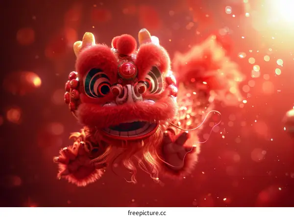A traditional Chinese lion dance performance for the Spring Festival