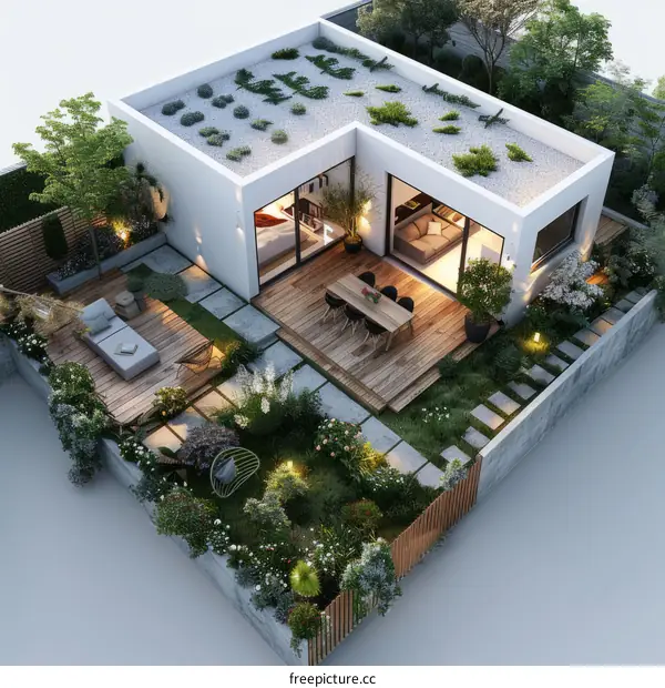 Modern House Exterior Design with Garden Landscaping