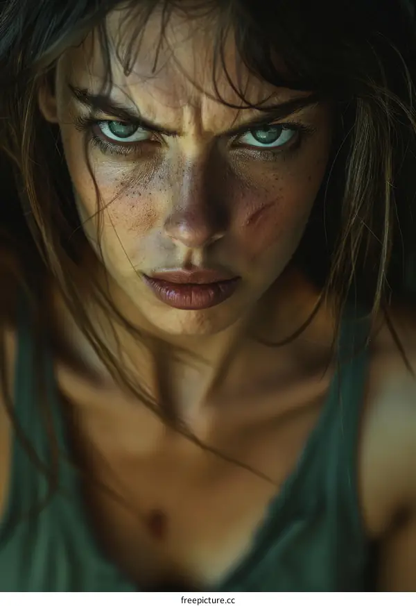 Close-up Portrait of a Woman with War Paint