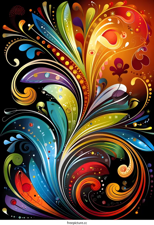 Colorful abstract floral swirls