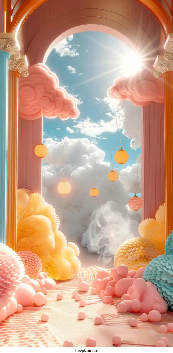 Pastel Dreamy Archway Through Cloudscape