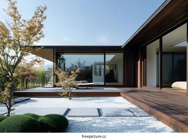 Modern Japanese Architecture Design With Wood and Stone