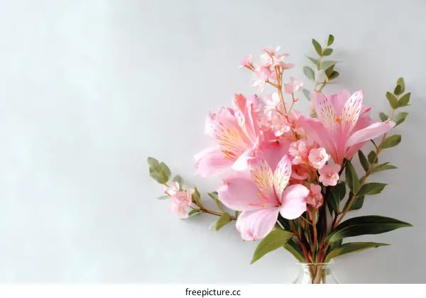 Delicate Pink Floral Arrangement on a Light Background