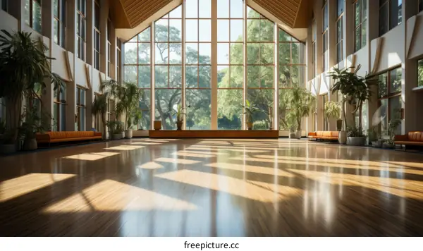 Large bright empty room with windows