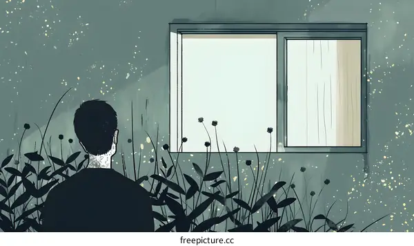 Silhouette of a Man Looking Out a Window