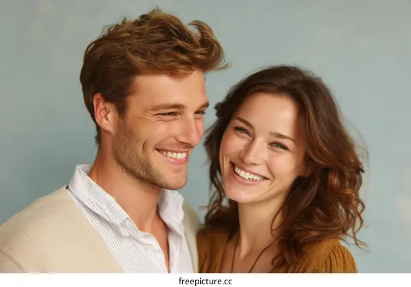 Smiling Couple Portrait Close Up