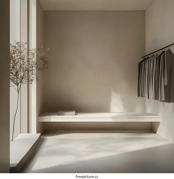 Minimalist Interior Design with Neutral Colors and Sunlight
