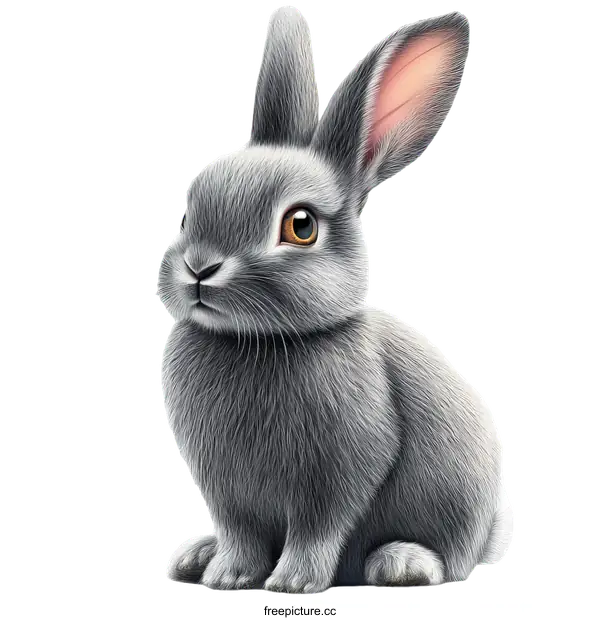 [Transparent Background PNG]Adorable Gray Bunny Illustration