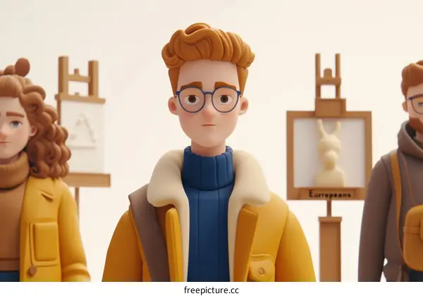 European young man with glasses looking at the camera