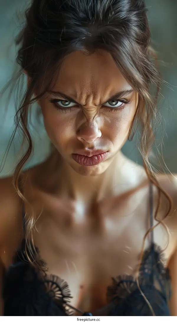 Angry Woman with Messy Hair