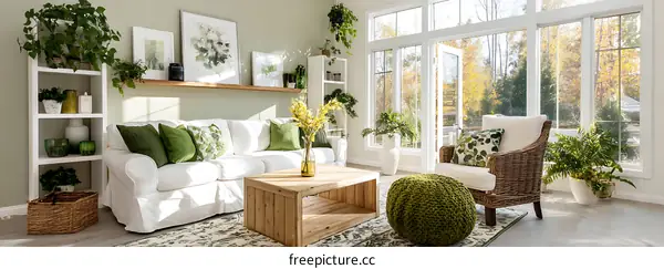 Modern Farmhouse Living Room with Large Windows