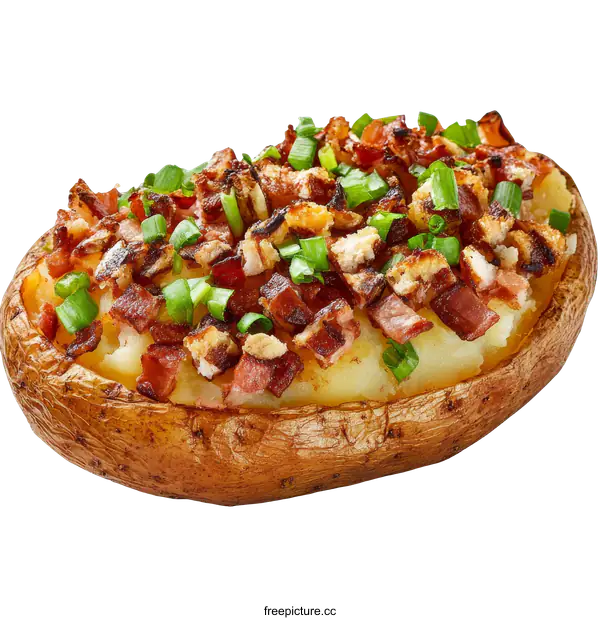 [Transparent Background PNG]Baked Potato with Bacon and Cheese Filling