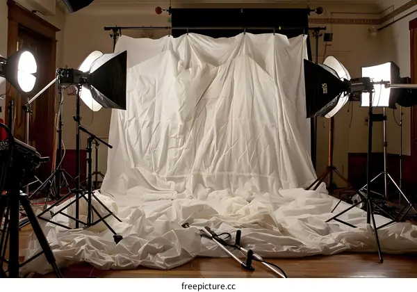 Photography Studio Setup With White Backdrop