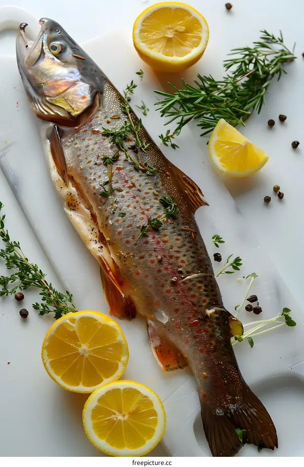 Freshwater fish with lemon and spices