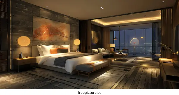 Luxurious Hotel Room Design with a Warm and Cozy Ambiance