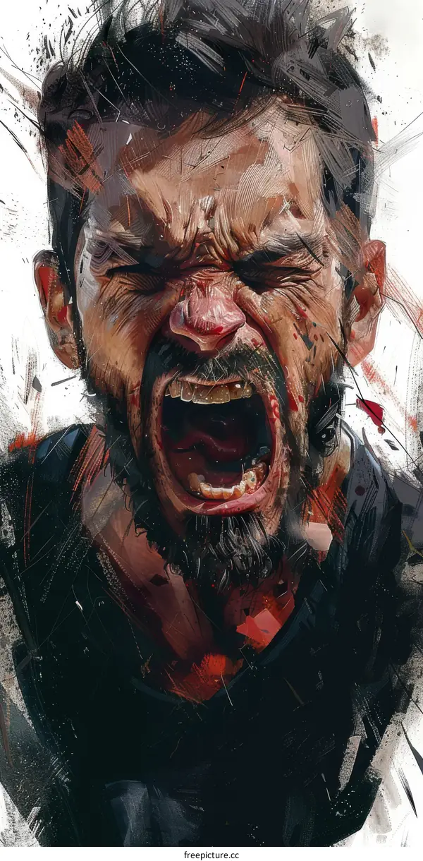 Portrait of a man screaming