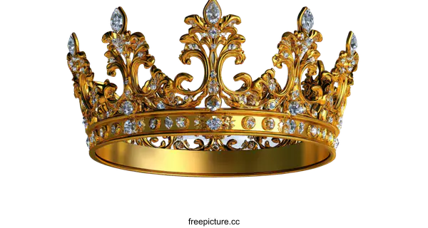 [Transparent Background PNG]Exquisite Golden Crown with Sparkling Diamonds