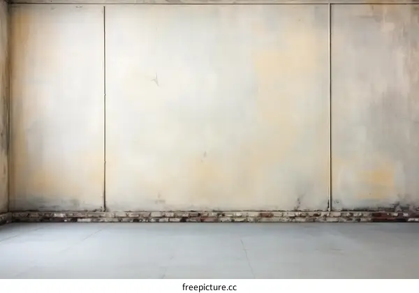 worn-out cement wall with brick floor