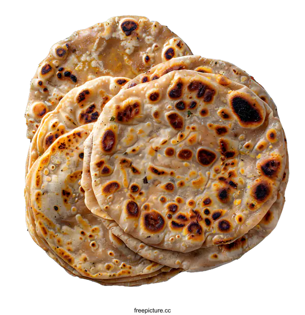 [Transparent Background PNG]A stack of Indian flatbread paratha