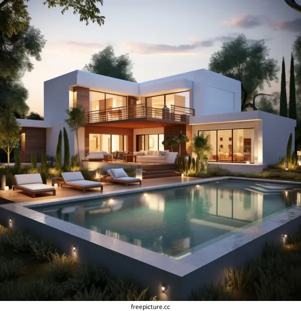 Modern house with swimming pool and terrace