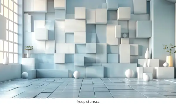 Abstract Modern Interior Design with Geometric Blocks