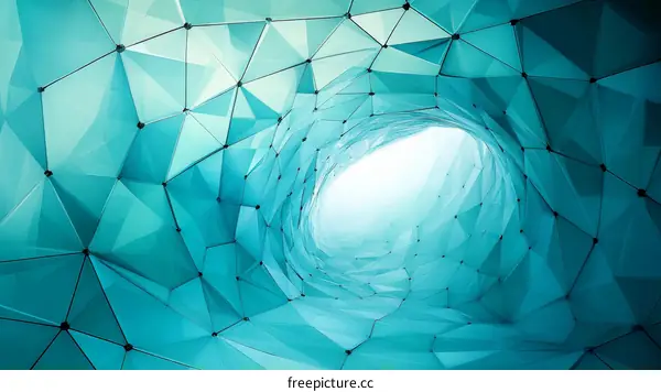Abstract Geometric Tunnel Design in Light Teal